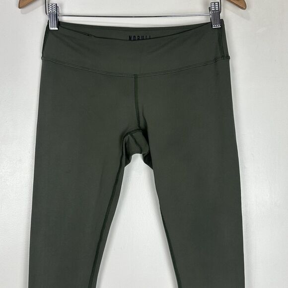 NoBull Womens Matte High Neck Sports Bra And Crop Legging 21" Set M/L Army Green - Picture 7 of 13